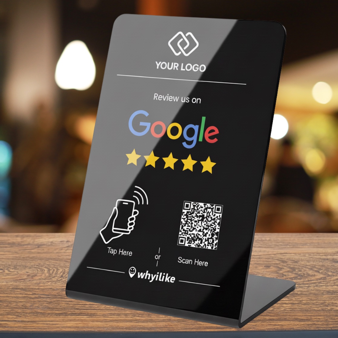 whyilike Google Review Stand – NFC + QR view 2