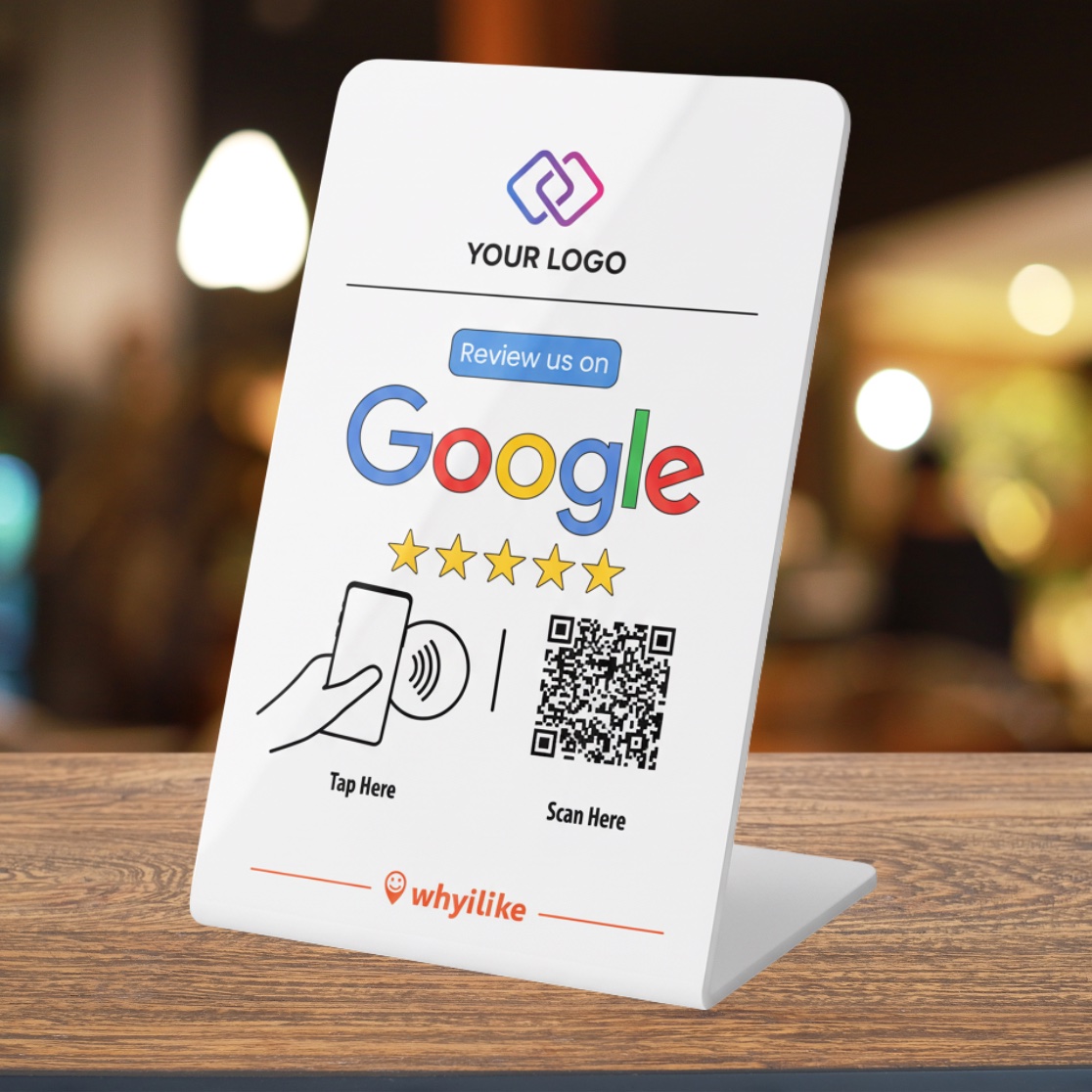 whyilike Google Review Stand – NFC + QR
